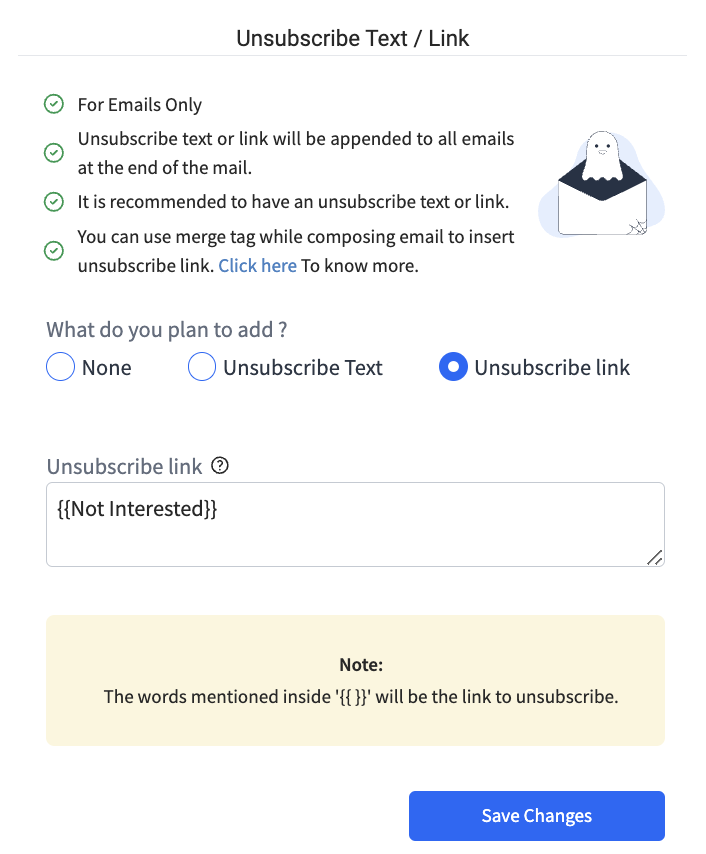 Easy unsubcription button feature of SmartReach.io