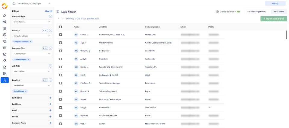 SmartReach Lead Finder: best way to find phone numbers of prospects online