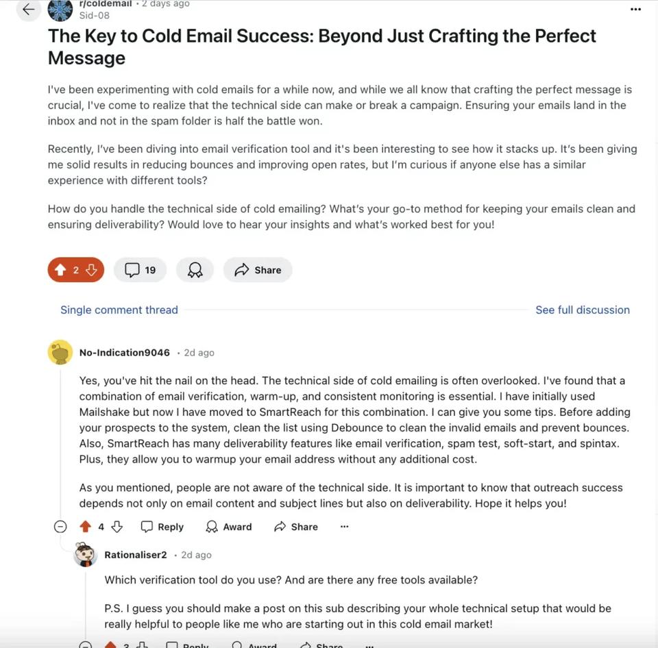 Reddit group outreach for generating sales leads