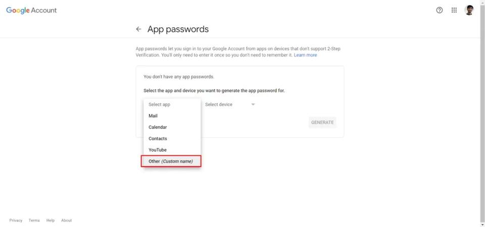 gmail smtp setting