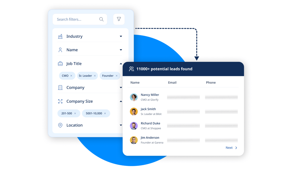 SmartReach.io provides in-built lead finder tool that helps you find out B2B contact data of the prospects such as business email addresses, calling number, company details etc for running cold outreach
