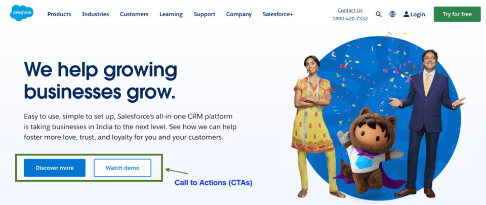 Salesforce - call to action (CTA)