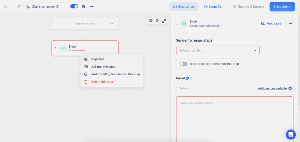 lemlist review - dashboard