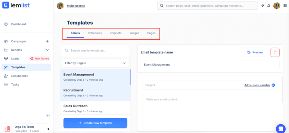 lemlist review - dashboard