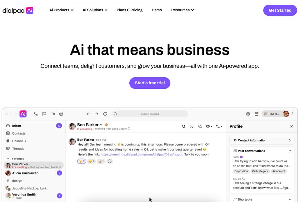 Dialpad AI is another RingCentral alternative and competitor known for its streamlined workflows for the teams