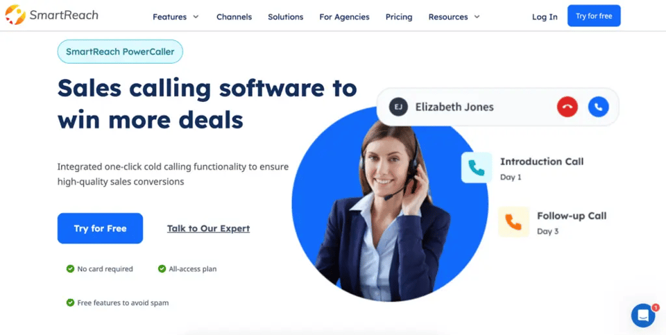 Virtual phone number provider #1: SmartReach.io