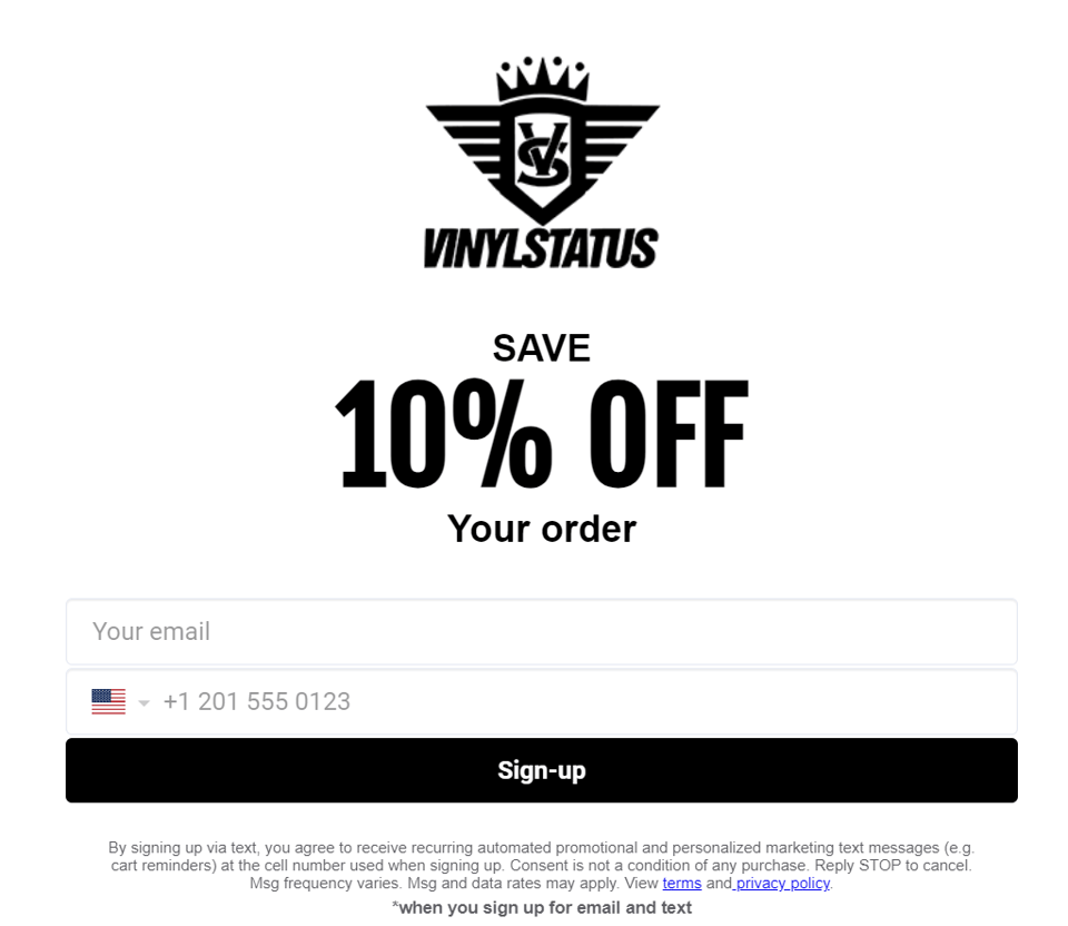 Email Segmentation - Vinyl Status Signup Form