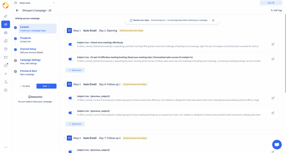Personalized email follow-ups inside SmartReach