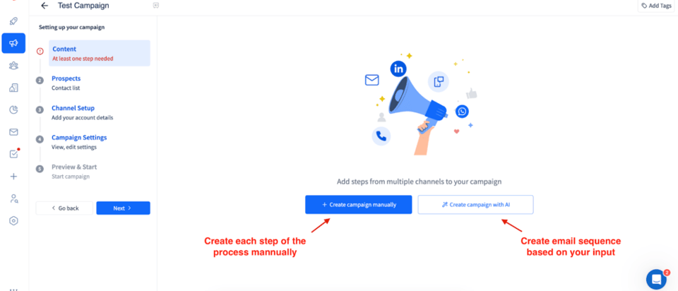 how to create 1 SmartReach campaign step-by-step