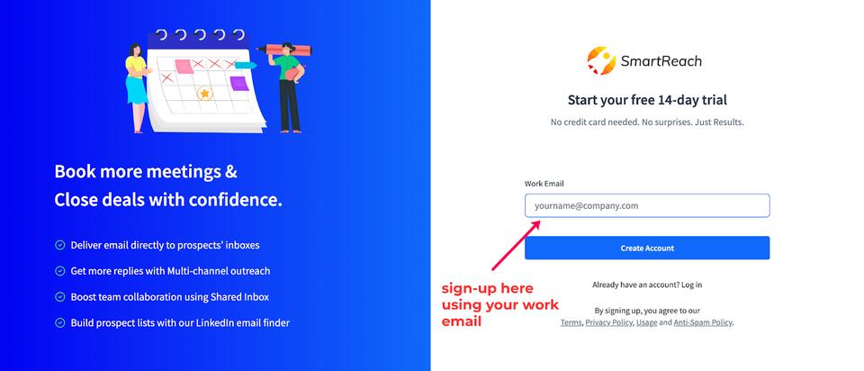 Get a second phone number for free using these steps given. Step 1) Sign-up for a free trial account at smartreach.io