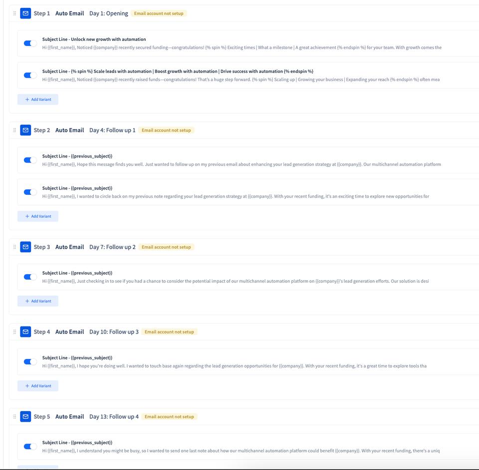 SmartReach AI email generator creates email sequences from scratch in few seconds based on user's given prompts