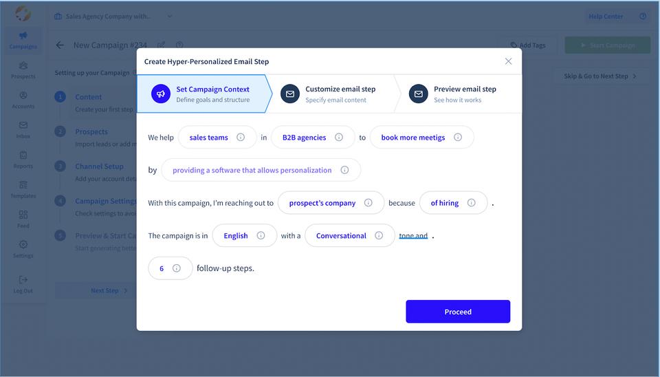 SmartReach provides magic content generator that understands your campaign objectives and creates email copies that align your goals