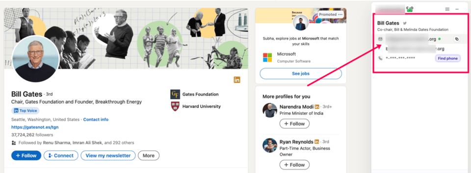 Image showing Twitter email lookup using the user's LinkedIn
