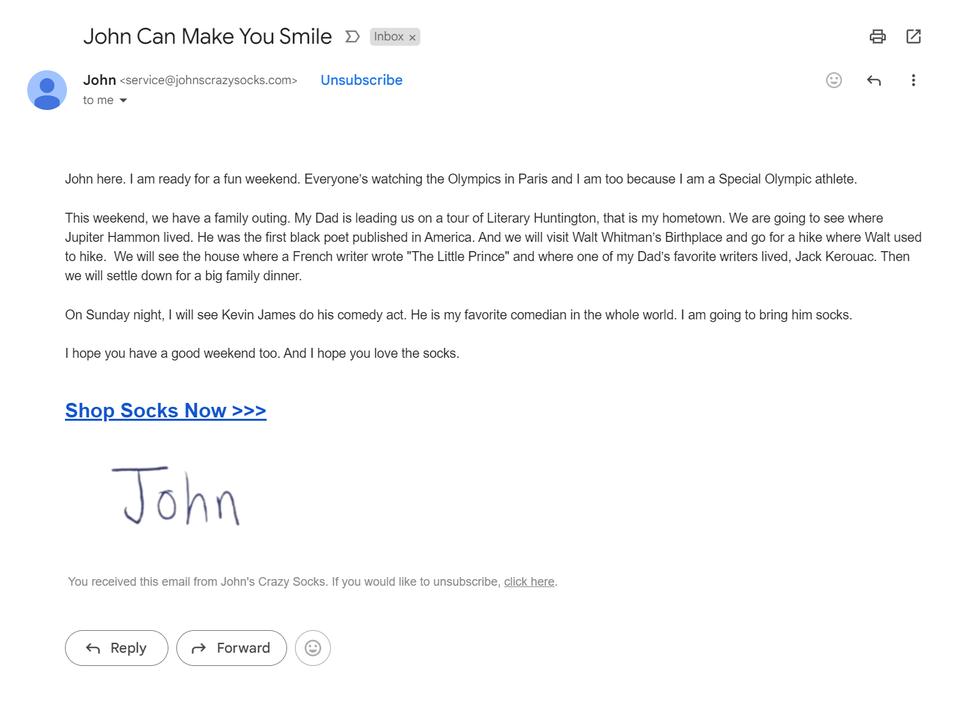 Screenshot of a balanced image to text ratio in email