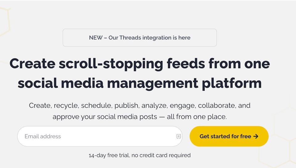 Image of SocialBee homepage - one of the best social media management platforms available in the market