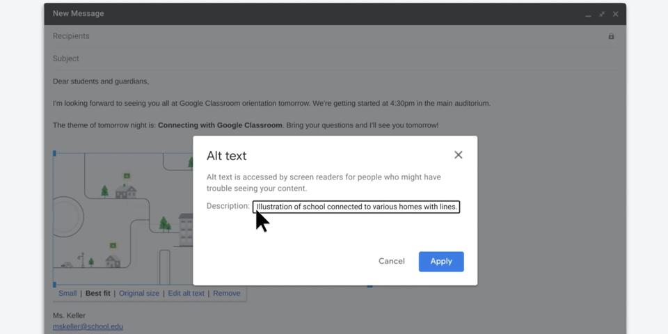 How to add Alt text for the attached images in the email