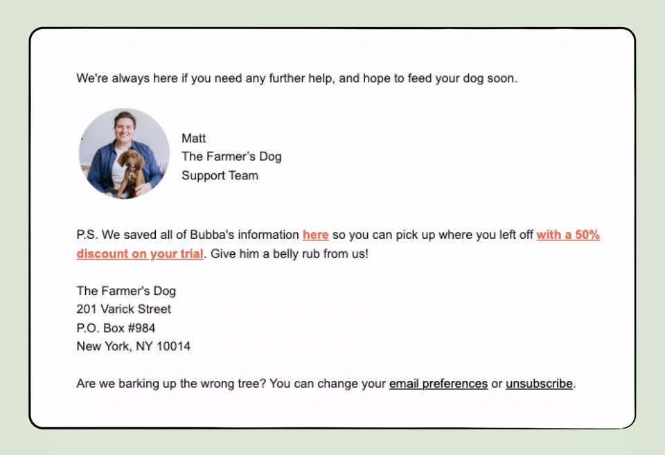 Example screenshot of an email footer with physical address 
